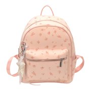 Soft PU Leather Minimalist Bookbag, Sleek Aesthetic Commuter Knapsack, Multi-Compartment Shoulder Pack for Shopping Dating Errands, 12.6 Inch Pink