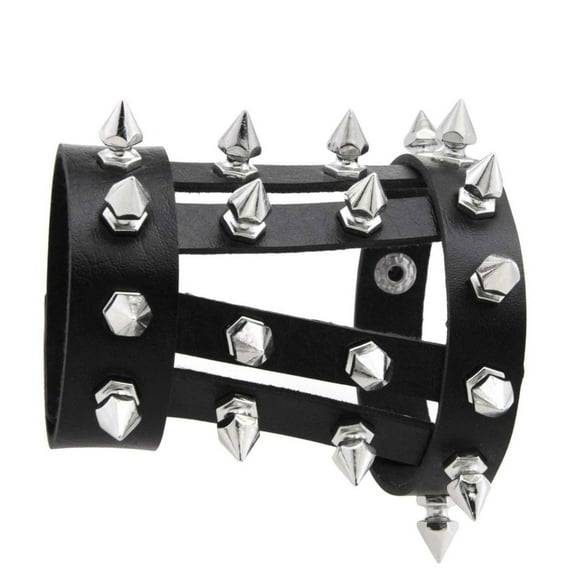 Soft PU Punk Wrist Cuffs Bracelet Stainless Steel Closure Comfort Alternative Jewelry For Women Men Accessories