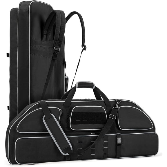 Soft Padded Bow Bag with Arrow Storage Pocket, Adjustable Backpack and Shoulder Strap for Outdoor Hunting