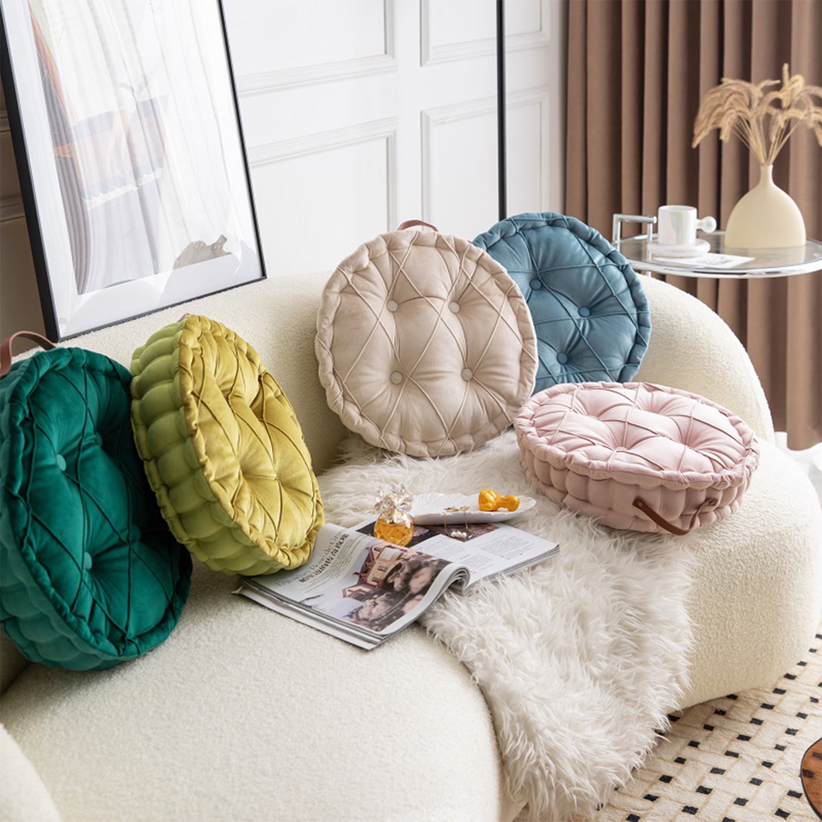 View of Soft Padded Chair Cushion, Thickened Floor Cushion, Memory Foam ...