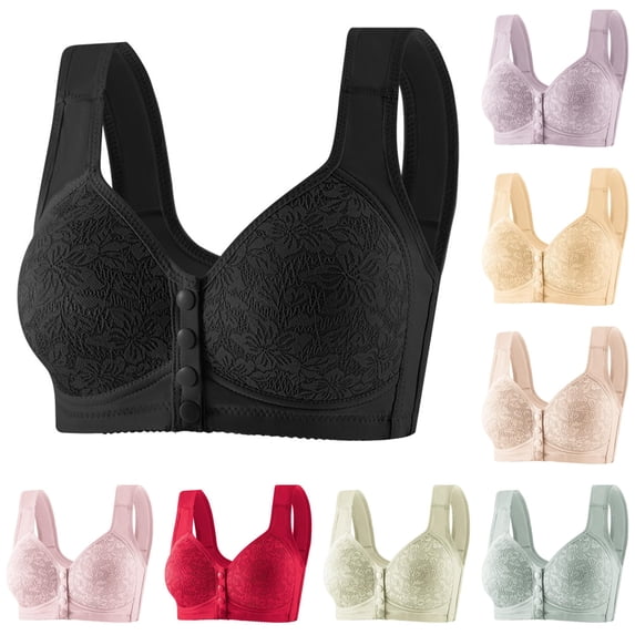 Soft Padded Front Closure Bra Women Comfortable Wireless Steel Vest Style Plus Size Everyday Wear, 38, Black