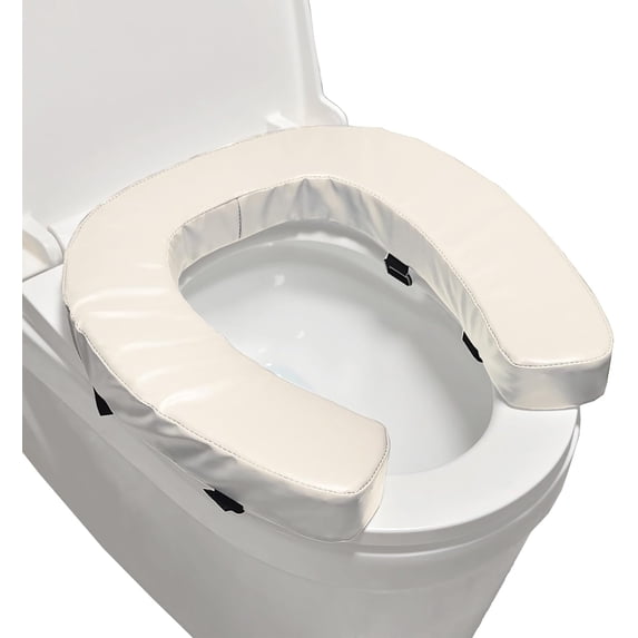 Ristpal Soft Padded Toilet Seat Cushion with 2-Inch High-Density Foam & Waterproof PU Fabric, U-Shape Padded Toilet Cushion - Secure Hook & Loop Tape, Fits Standard/Elongated Toilets (Beige)
