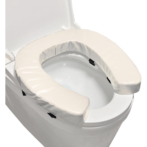 Ristpal Soft Padded Toilet Seat Cushion with 2-Inch High-Density Foam & Waterproof PU Fabric, U-Shape Padded Toilet Cushion - Secure Hook & Loop Tape, Fits Standard/Elongated Toilets (Beige)