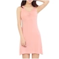 thumbnail image 1 of Soft Pajamas for Women New Sleeveless Nightgowns for Women Soft Sleepwear Pleated Tank Sleep Shirts V Neck Wide Strap Pajama Dress Pinky L, 1 of 4
