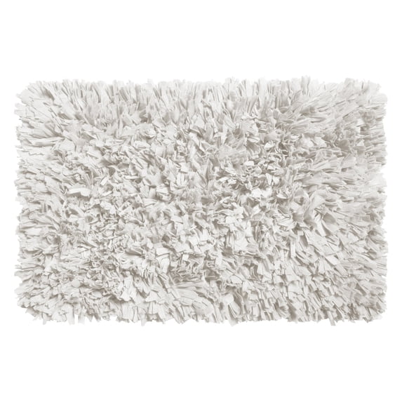 Soft Paper Shag Cotton Poly Blend Bathroom Rug, White