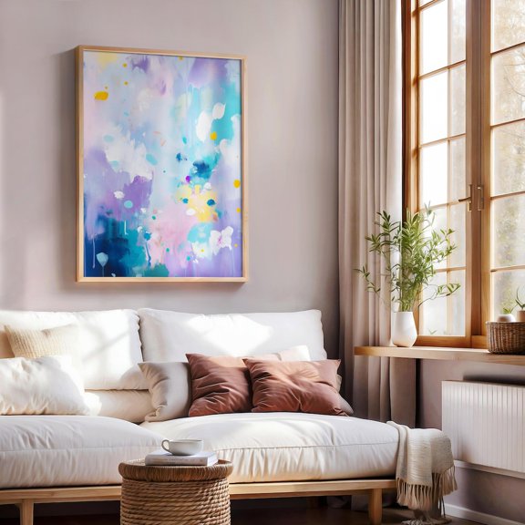 Soft Pastel Acrylic Decor Colorful Abstract Wall Art Purple Preppy Modern Print Girl Dorm Room Printable Contemporary Apartment, Unframed Canvas 8x10in