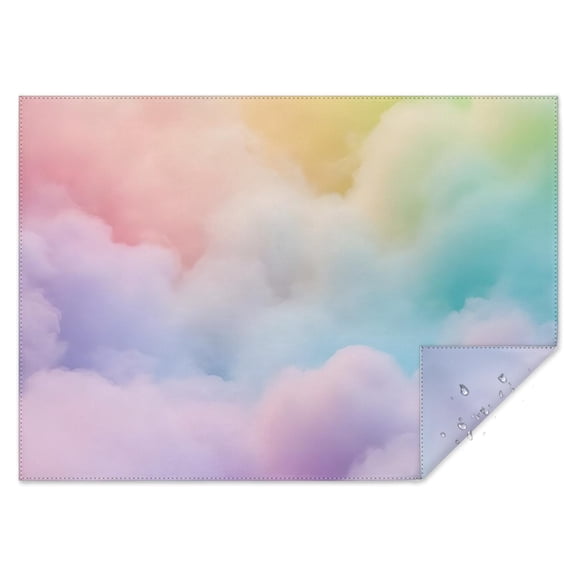 Soft Pastel Cloudscape Rectangle Tablecloth 60"x84",Waterproof Polyester Rectangle Table Cloth, Wipeable Spillproof Polyester Tablecloth for Dining, Camping, Indoor and Outdoor