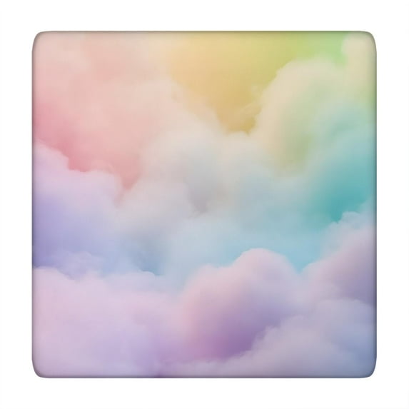 Soft Pastel Cloudscape Square Fitted Tablecloth with Elastic Edge,Square Table Cover,Washable Elastic Table Cover for Home Kitchen Party Decor 34"x34"