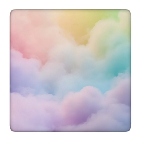 Soft Pastel Cloudscape Square Fitted Tablecloth with Elastic Edge,Square Table Cover,Washable Elastic Table Cover for Home Kitchen Party Decor 36"x36"