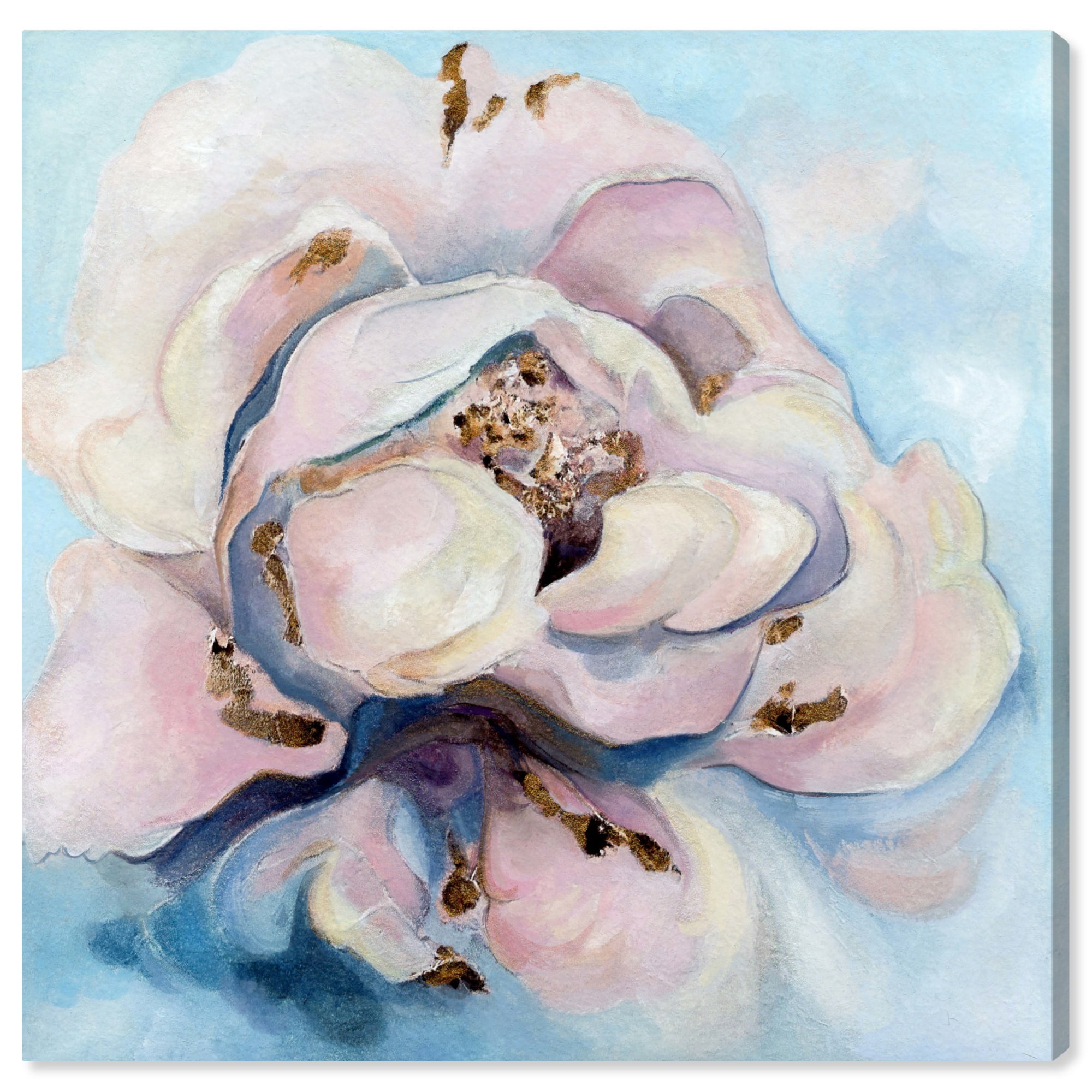 Soft Pastel Flower Canvas Art Print in Light Colors, 12" x 12"