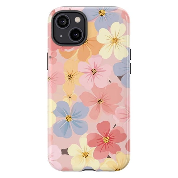 Soft Pastel Flower Pattern iPhone Case, Aesthetic Floral Phone Cover, Spring Vibes Design for iPhone 16 15 14 13 12 11 Plus Pro Max Mini