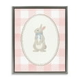 thumbnail image 1 of Stupell Industries Soft Pastel Gingham Rabbit Gray Framed Floater Canvas Wall Art, design by The Paper Curator, 1 of 9