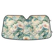 Soft Pastel Morning Glory Flowers Car Windshield Sun Shade Foldable Car Front Window Visor Heat and UV Protection 53x23.5