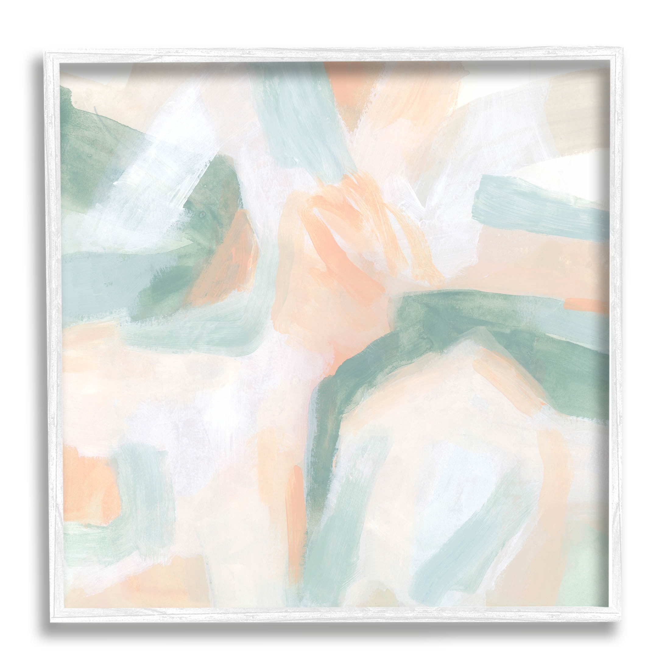 Soft Pastel Shapes Abstract Abstract Painting White Framed Art Print Wall Art