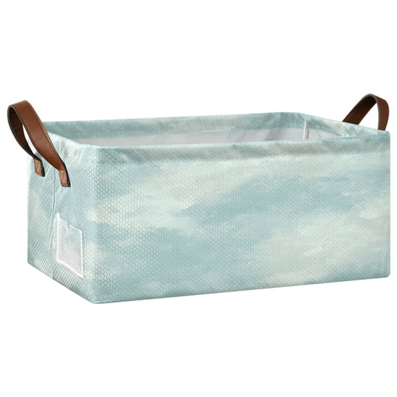 Soft Pastel Texture Open Home Storage Bins Foldable Metal Frame Shelf Baskets 16.9x11.4x7.7in Water-Resistant
