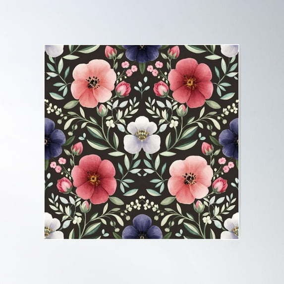 Soft Pastel Watercolor Flower Digital Paper Poster Wall Art, Modern Wall Decor For Living Room Bedroom, 30x30 UNFRAMED