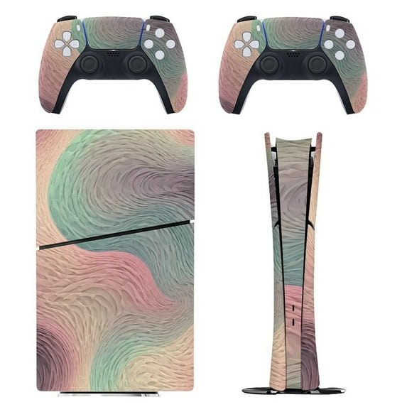 Soft Pastel Waves Console Skin Bundle for PS5 Pro Slim Disc & Digital / PS4 – Full Wrap + Dual Controller Flair