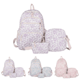 thumbnail image 1 of Soft Patchwork Floral Print Backpack Combo Multi Pocket Quilted Laptop Backpack with Matching Shoulder Bag Cosmetic Bag for Women Daily Use, 1 of 8