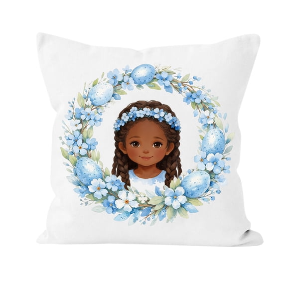 Soft Peach Skin Velvet Easter Throw Pillow, 45x45cm Double-Sided Cartoon Print Cushion, Youngster's Room Decor and Holiday Gift