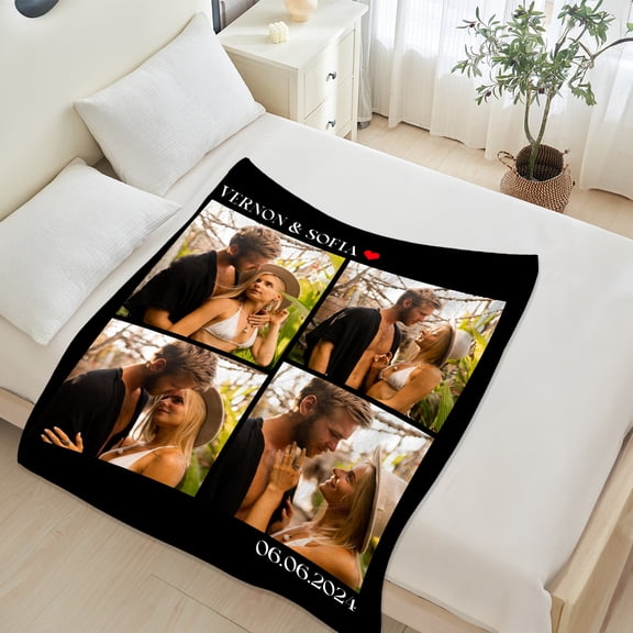 Custom Blanket with Photos, Personalized Text Customized Blanket for Valentine's Day, Gift for Father Mother's Day, Christmas,30"x40"