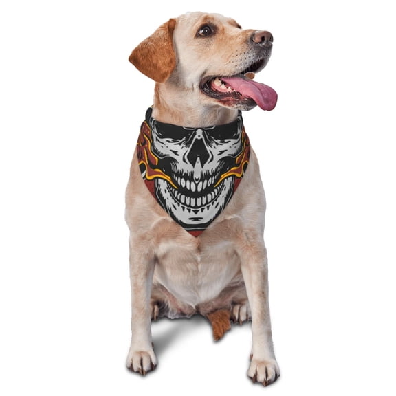 Soft Pet Bandana Triangle Scarf for Dogs Cats Washable Pet Bib Feeding Protection , American Fire Fighter Skull