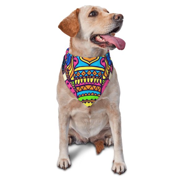 Soft Pet Bandana Triangle Scarf for Dogs Cats Washable Pet Bib Feeding Protection , Boho Elephant Floral Psychedelic