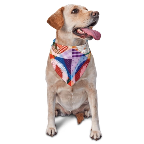 Soft Pet Bandana Triangle Scarf for Dogs Cats Washable Pet Bib Feeding Protection , Hippy Peace Sign Hippie Patchwork