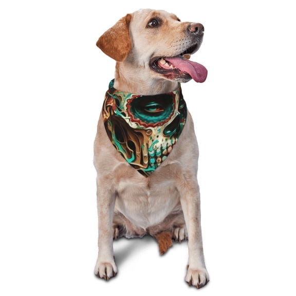 Soft Pet Bandana Triangle Scarf for Dogs Cats Washable Pet Bib Feeding Protection , Sugar Skull Zombie Rose