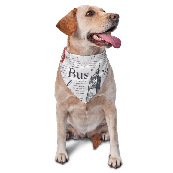 Soft Pet Bandana Triangle Scarf for Dogs Cats Washable Pet Bib Feeding Protection , Uk And London British Vintage Newspaper