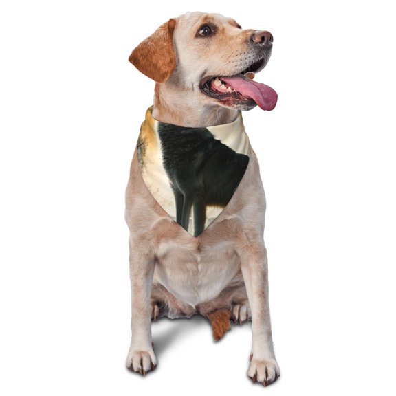 Soft Pet Bandana Triangle Scarf for Dogs Cats Washable Pet Bib Feeding Protection , Wolf Full Moon Howling