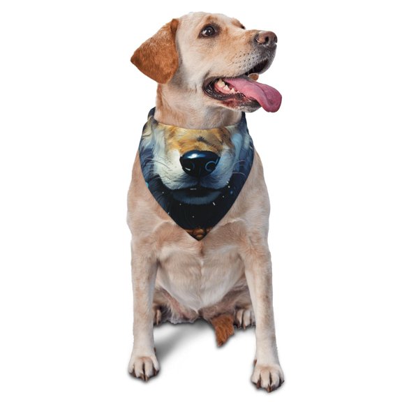Soft Pet Bandana Triangle Scarf for Dogs Cats Washable Pet Bib Feeding Protection , Wolf Indian Dream Starry