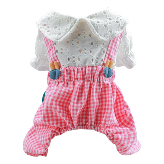 Soft Pet Jumpsuit Adorable Polyester Close-fitting Pet Bunny Plaid Romper for Puppy