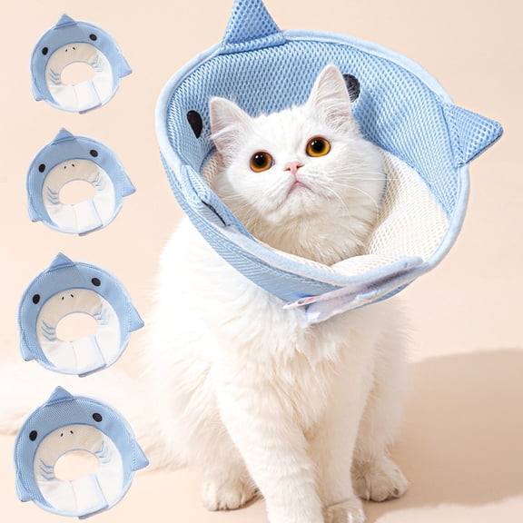 Soft Pet Recovery Collar for Cats and Small Dogs, Adjustable Mesh Elizabethan Cone for Post-Surgery Protection, Lightweight Breathable Design with Foldable Two-Way Wearing for Eating and Drinking