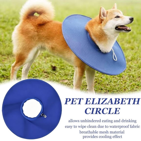 Soft Pet Recovery Collar for Dogs and Cats, Waterproof E-Cone After Surgery, Adjustable Drawstring Protective Cone for Wound Licking Prevention