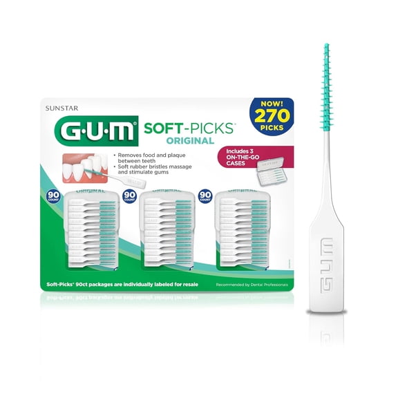 Soft-Picks Original, Easy to Use Dental Picks for Teeth Cleaning and Health, Disposable Interdental Brushes with Convenient Carry Case, Dentist Recommended Dental Picks, 270 Count