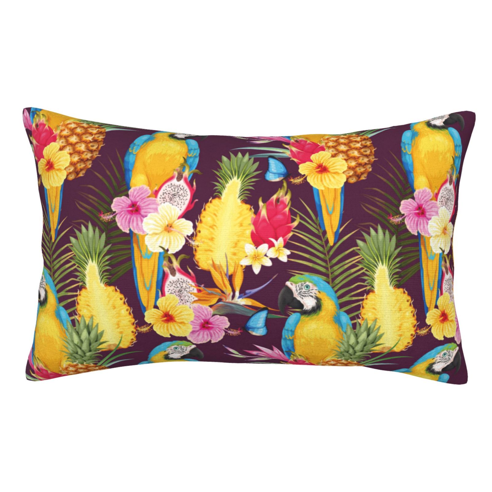 Soft Pillow Cases Luxury Cute Parrot Pitaya Flower Butterfly