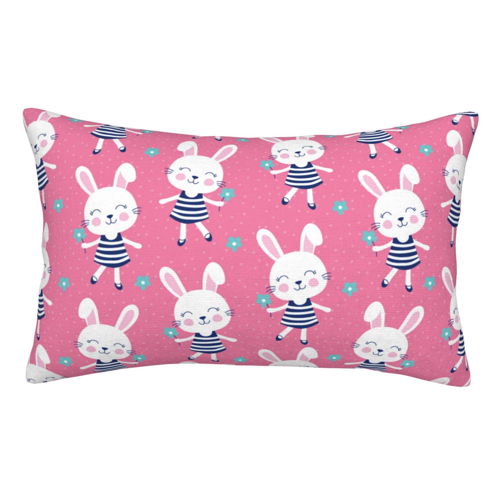 Soft Pillow Cases Luxury Feminine Pink Cute Rabbit Flower Pillowcases