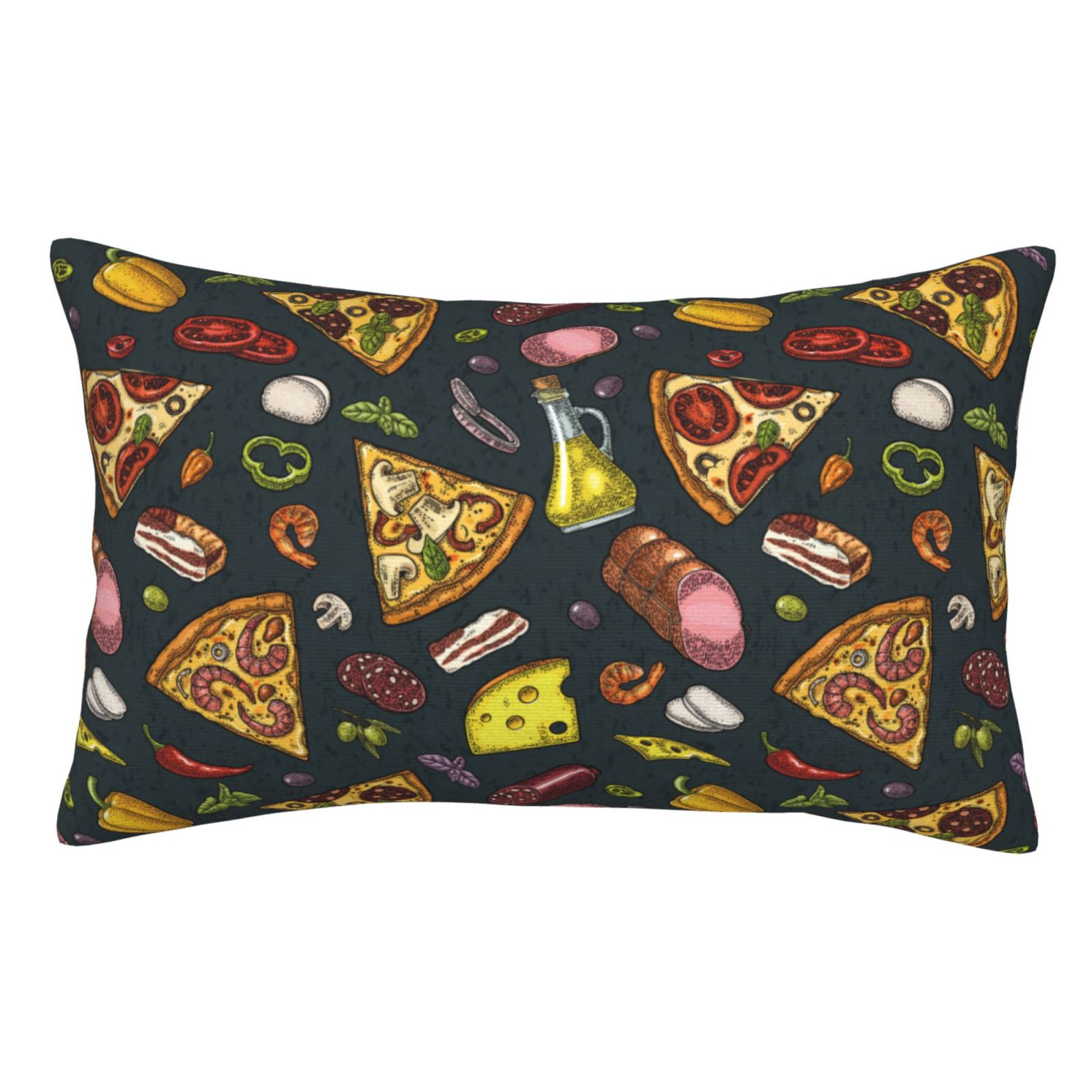 Soft Pillow Cases Luxury Ham Pepper Pizza Pillowcases with Invisible