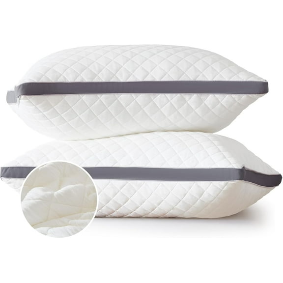 Soft Pillows Queen Size Set of 2,Bed Pillows with Gusseted Edge,Fluffy Microfiber Queen Pillows 2 Pack for Back, Stomach or Side Sleepers