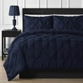 thumbnail image 1 of Soft Pinch Comforter Cover With Zipper Closure 3 Piece Set Eastern King (118''x 108'') 600 TC 100% Natural Cotton Pinch Duvet Cover With Two Pillow Shams & Corner Ties Lightweight ( Navy Blue), 1 of 4