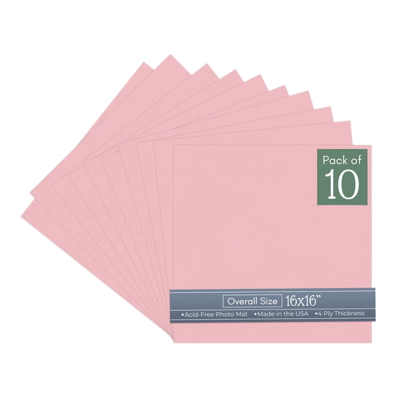 Soft Pink 16x16 Uncut Art Mat Board - No Opening - 10 Mats