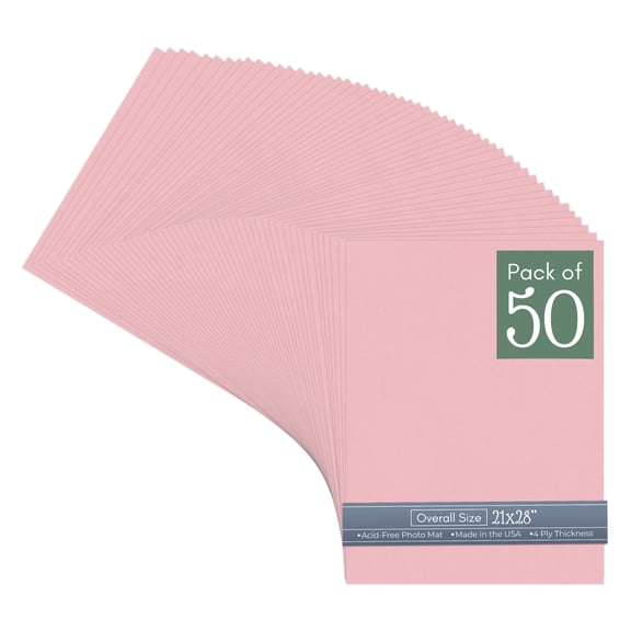 Soft Pink 21x28 Uncut Art Mat Board - No Opening - 50 Mats