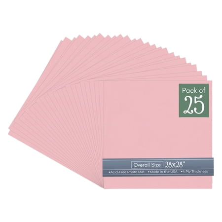Soft Pink 28x28 Uncut Art Mat Board - No Opening - 25 Mats