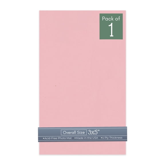 Soft Pink 3x5 Inch Uncut Art Mat Board - No Opening - 1 Mat