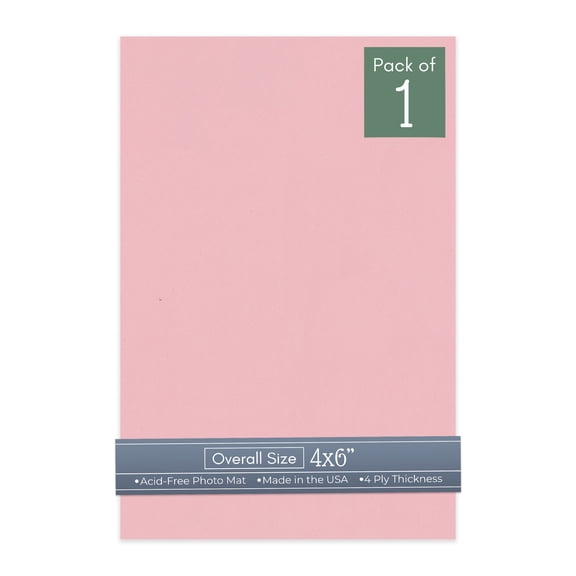 Soft Pink 4x6 Inch Uncut Art Mat Board - No Opening - 1 Mat