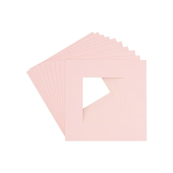 Soft Pink Acid Free 20x20 Picture Frame Mats with White Core Bevel Cut for 10x10 Pictures - Fits