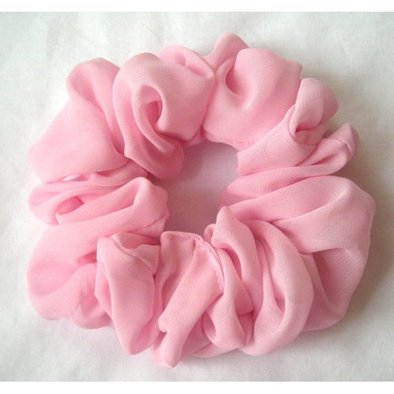 Soft Pink Chiffon Hair Scrunchy-Full - Made in the USA