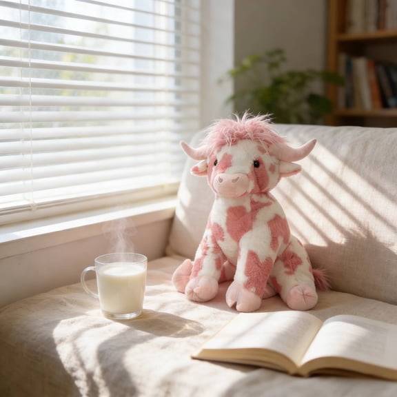 Soft Pink Highland Cow Stuffed Animal Doll, 20 Inch Plush Toy with Cute Design, Ideal Valentine’s Day Gift and Comfortable Companion for Home or Holiday Decor