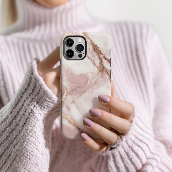 Soft Pink Marble Phone Case Rose Stone Natural Style Aesthetic Gift Cover Fits iPhone Samsung Galaxy Pixel