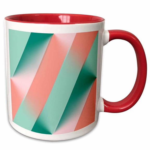 3drose, Soft Pink Peach Amber Yucca and Arbor Green Seamless Ombre, 11oz Two-tone Red Mug